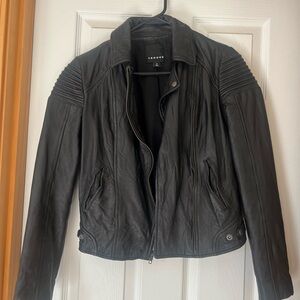 Trouve Black Leather Moto Jacket - women’s XS